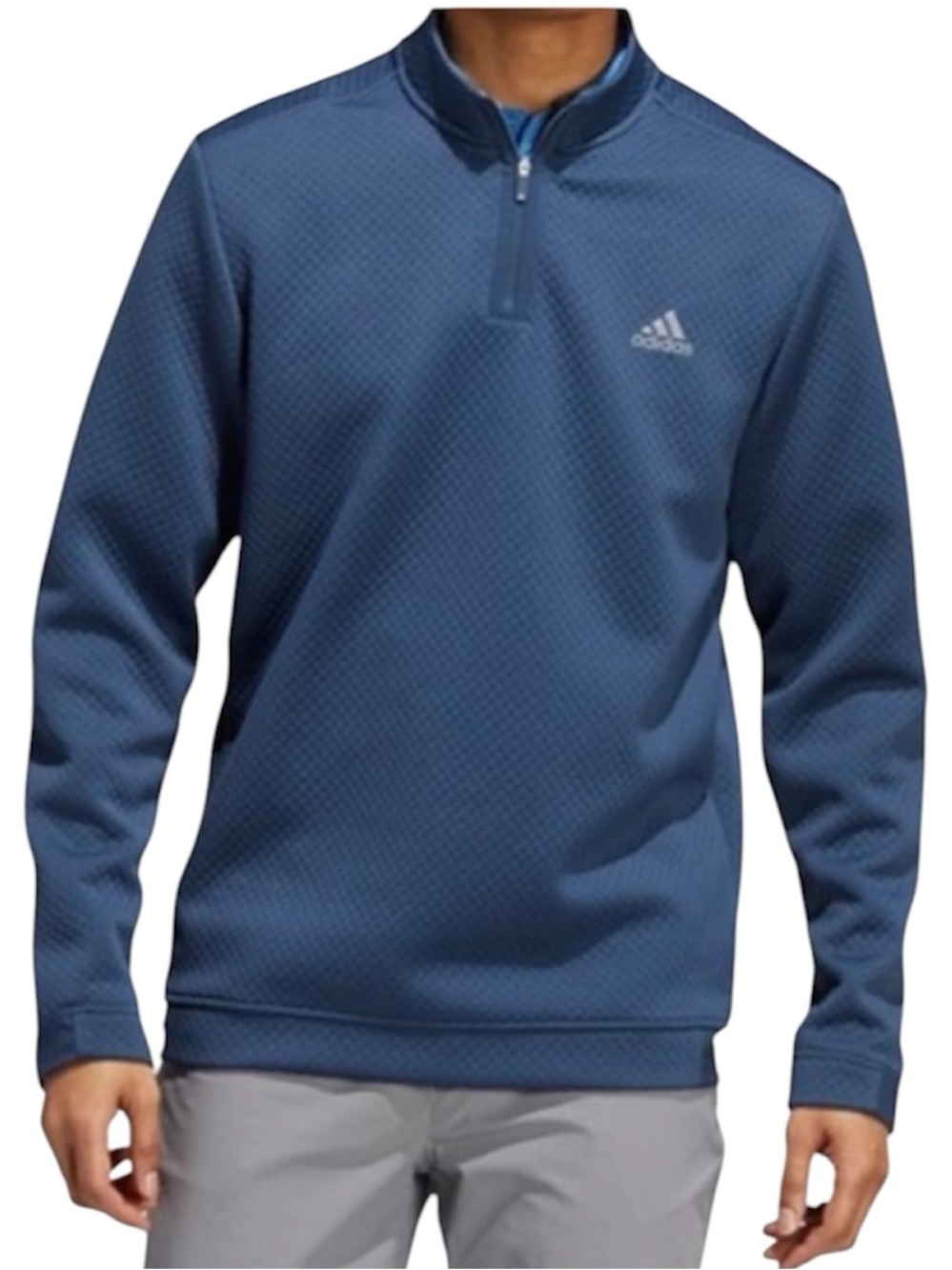 adidas Quarter Zip Pull Over Golf Men’s Small Long Sleeve Jacket Textured Blue